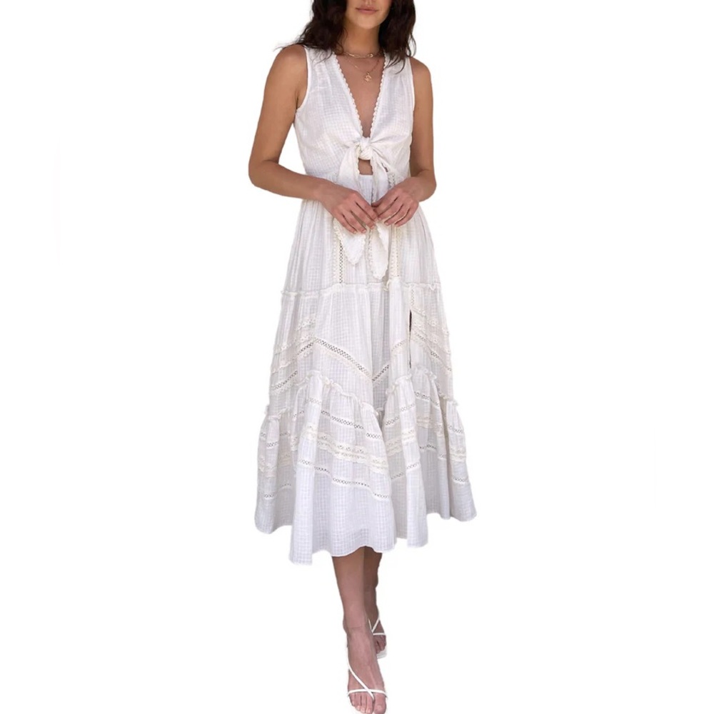 Hemant & Nandita White Cotton Midi Dress